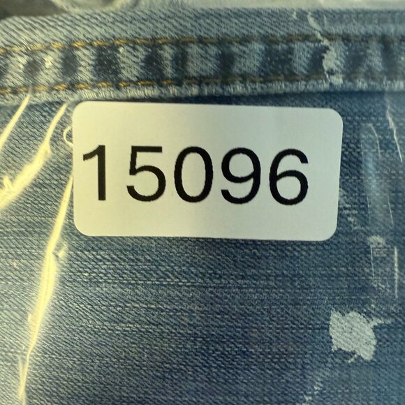 Levis Jeans Mens 36x30 Blue 527 Bootcut Slim Fit Cowboy Paint Splatter Thrashed - Picture 11 of 11